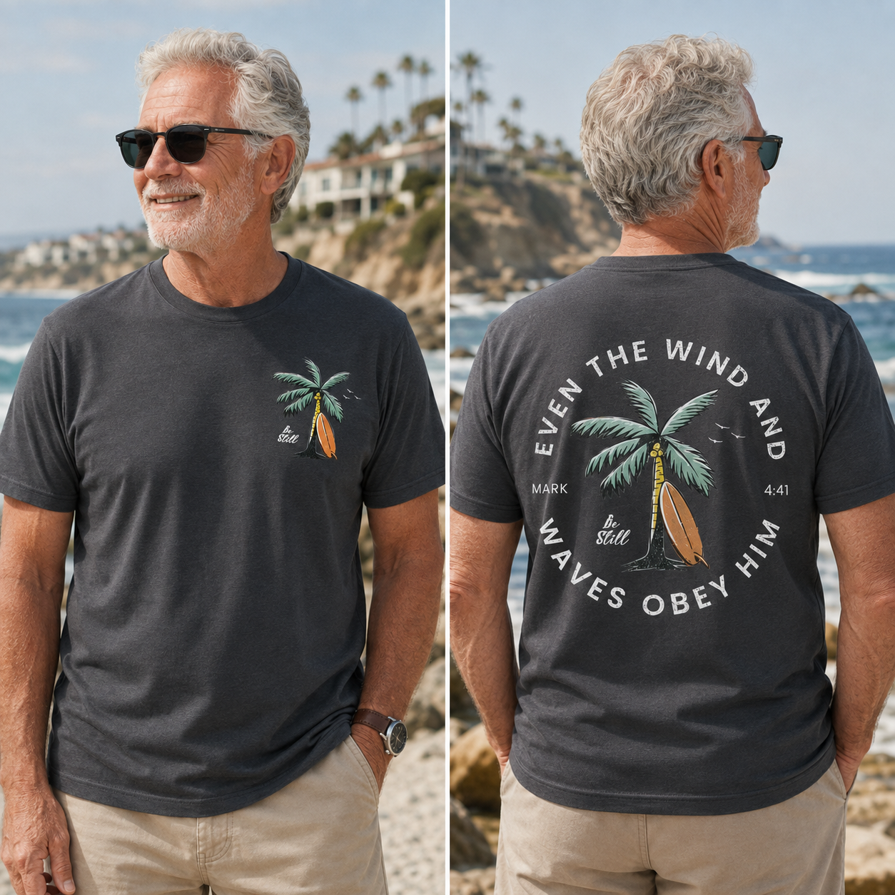 Mark 4:41 Be Still Palm Tree Faith T-Shirt
