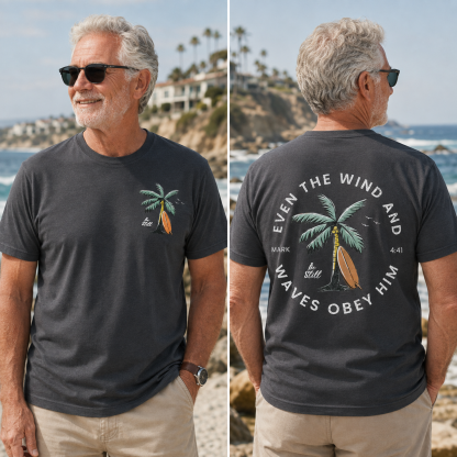 Mark 4:41 Be Still Palm Tree Faith T-Shirt