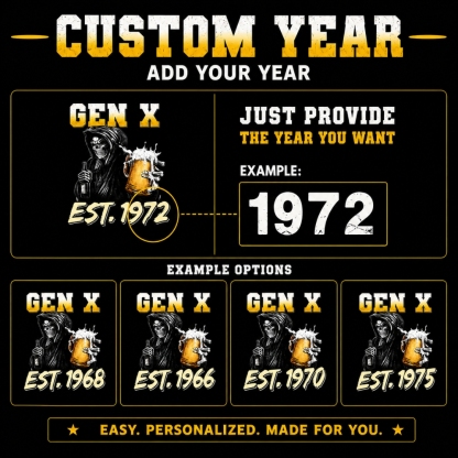 The Devil WhisperedTM Boomer/Gen X Beer T-Shirt | Custom EST Year Grim Reaper Tee