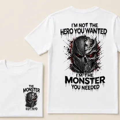 Custom Est.Year I'm Not The Hero You Wanted I'm The Monster You Needed Half Mask Skull T-Shirt