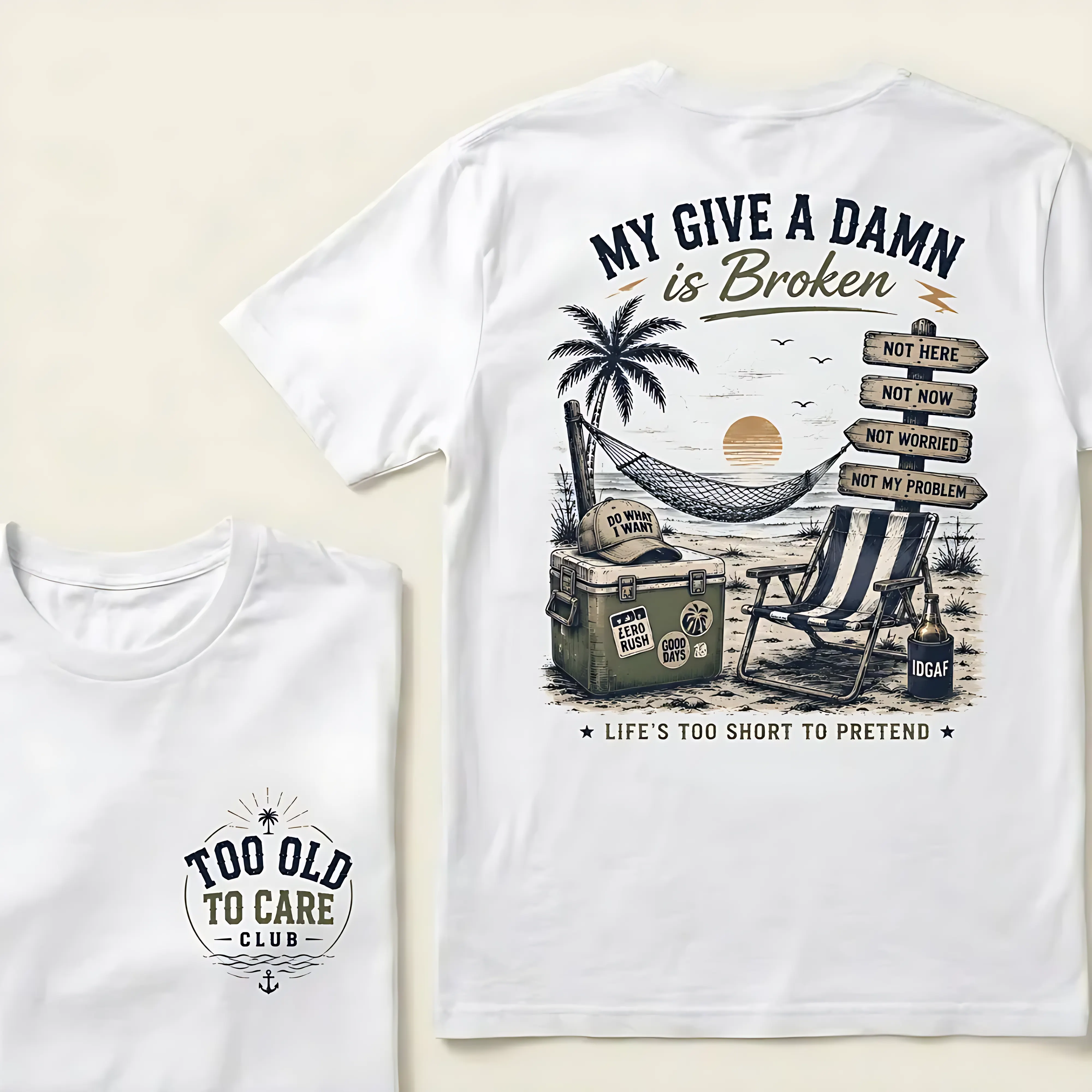 My Give A Damn Is Broken Beach Retro T-Shirt