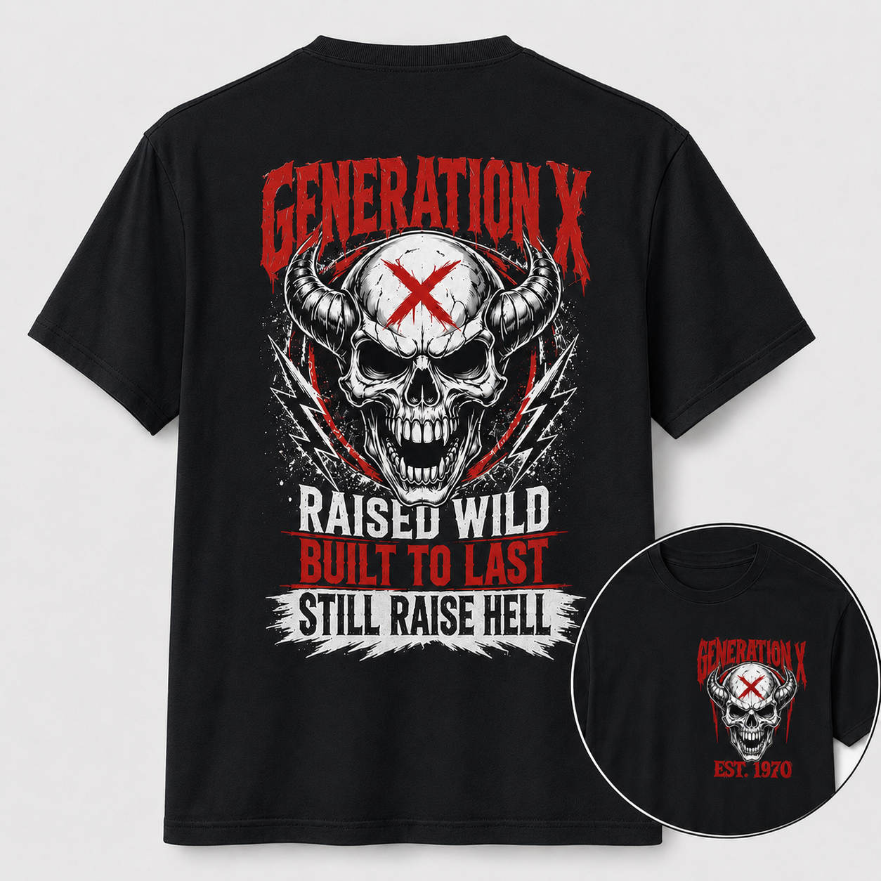 Gen X Raised Wild Skull Graphic Tee