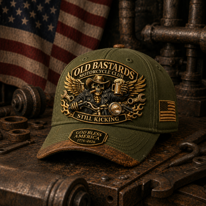 🏍️Old Bastards Motorcycle Club – God Bless America “Still Kicking” Cap