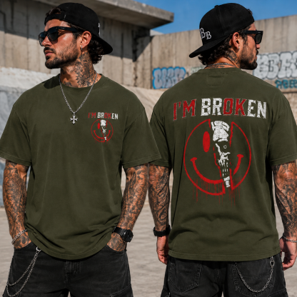 I'm BrokenTM Skull Smiley Graphic T-Shirt