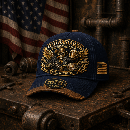🏍️Old Bastards Motorcycle Club – God Bless America “Still Kicking” Cap