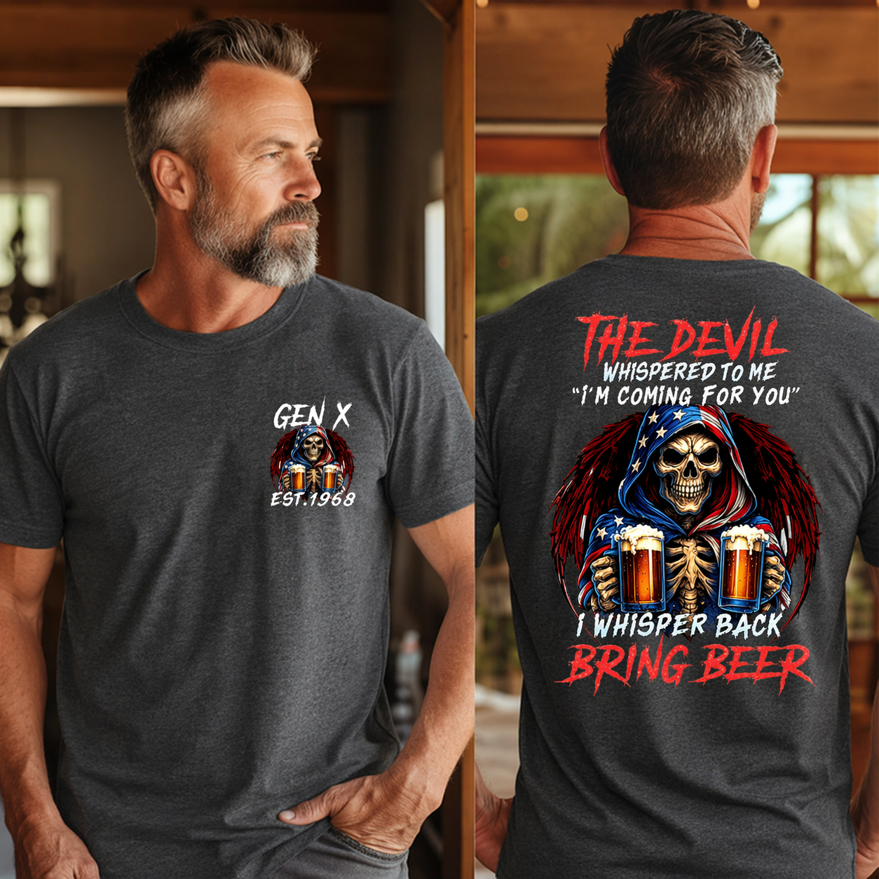 THE DEVIL WHISPERED TO ME “I'M COMiNG FOR YOU" shirt. Customize Gen X Shirt.