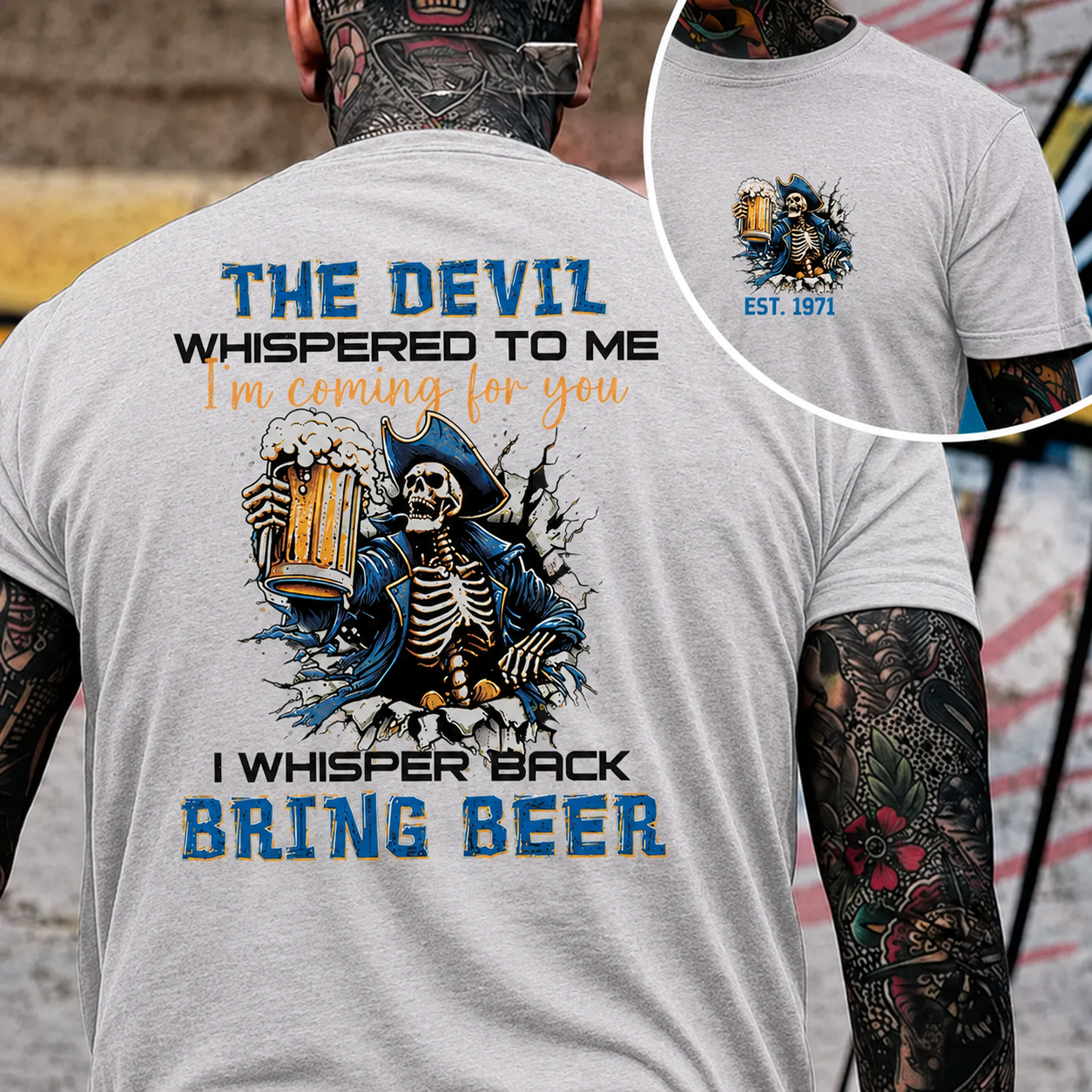 The Devil Whispered To Me I Whisper Back Bring Beer Gen X//Boomer Custom Birth Year T-shirt