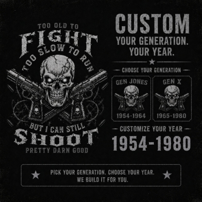 Boomer/Gen X Too Old To Fight Too Slow To Run But I Can Still Shoot Custom Year Shirt