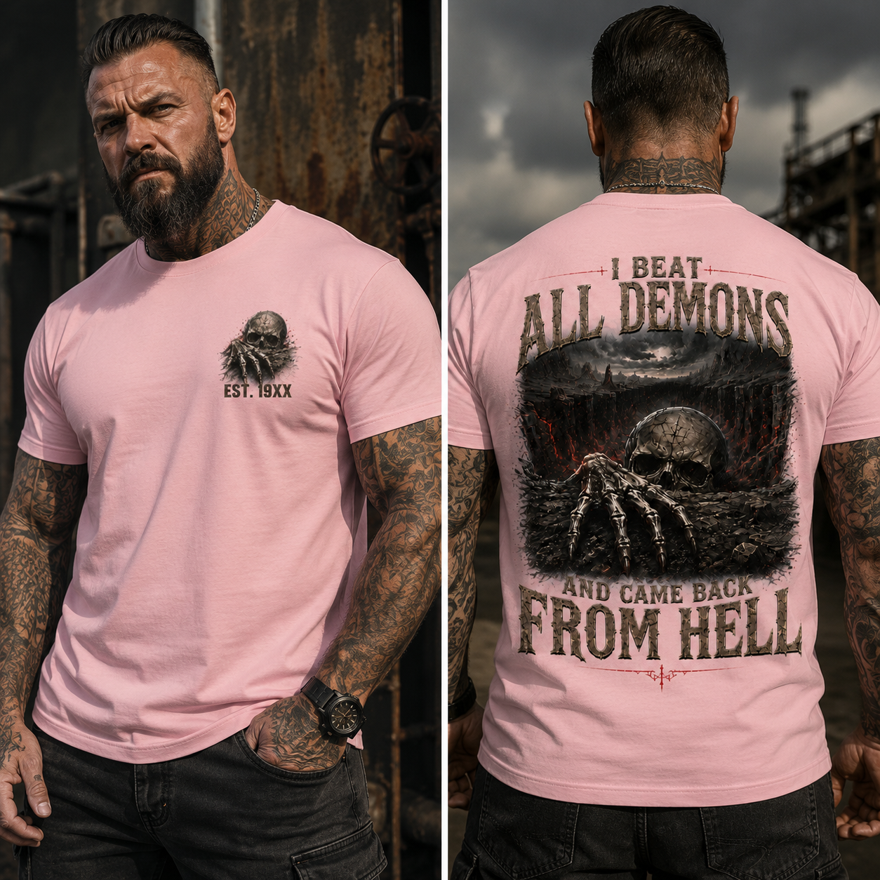 "I Beat All Demons, And Come from Hell" Custom Year Skull T-shirt