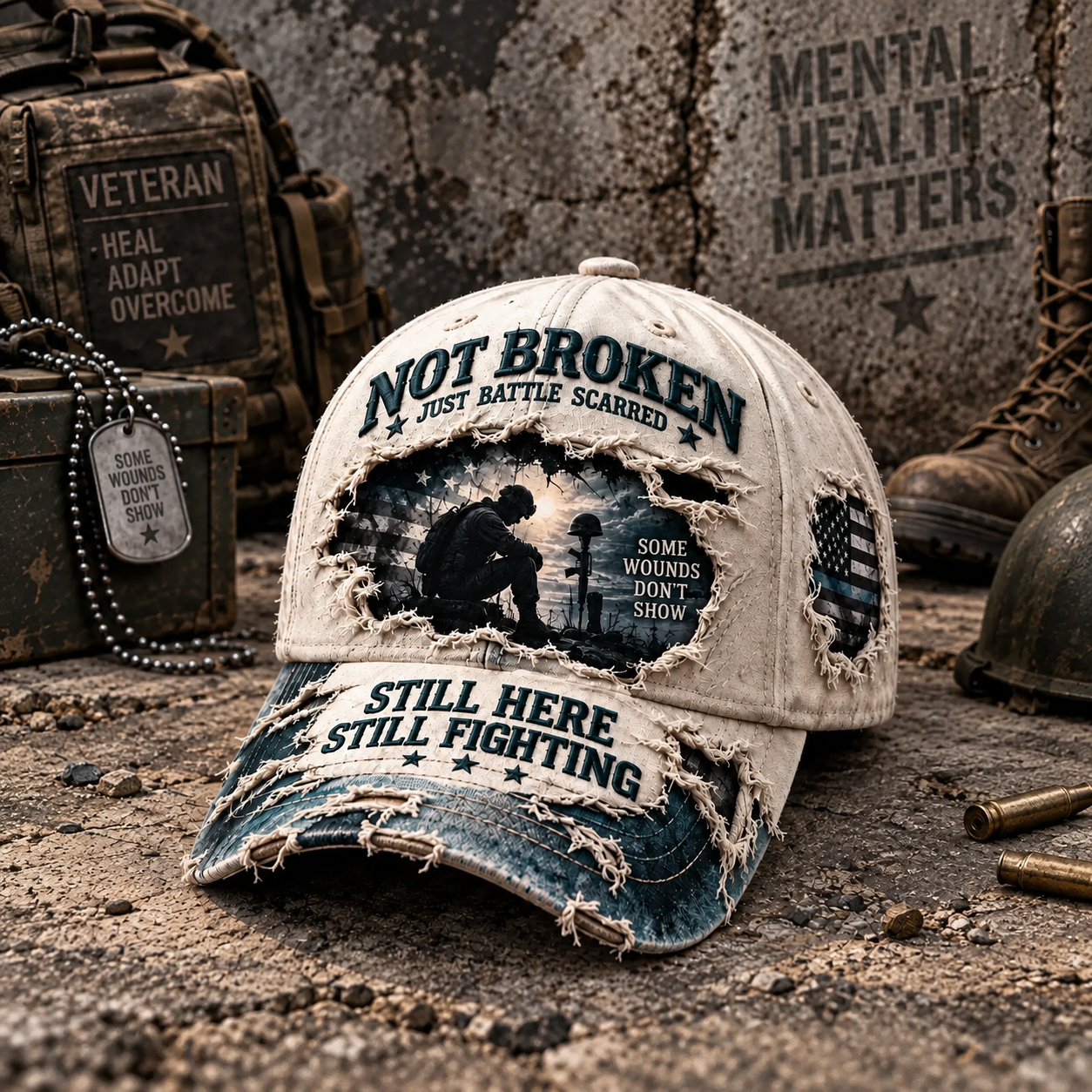 Veteran Mental Health Awareness PTSD Printed Baseball Cap