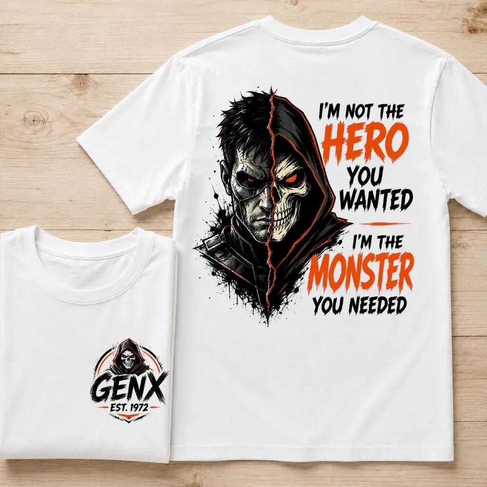 Personalized Boomer/GenX T-Shirt - Custom Year Back & Front Print - "I'm The Monster You Needed" Tee