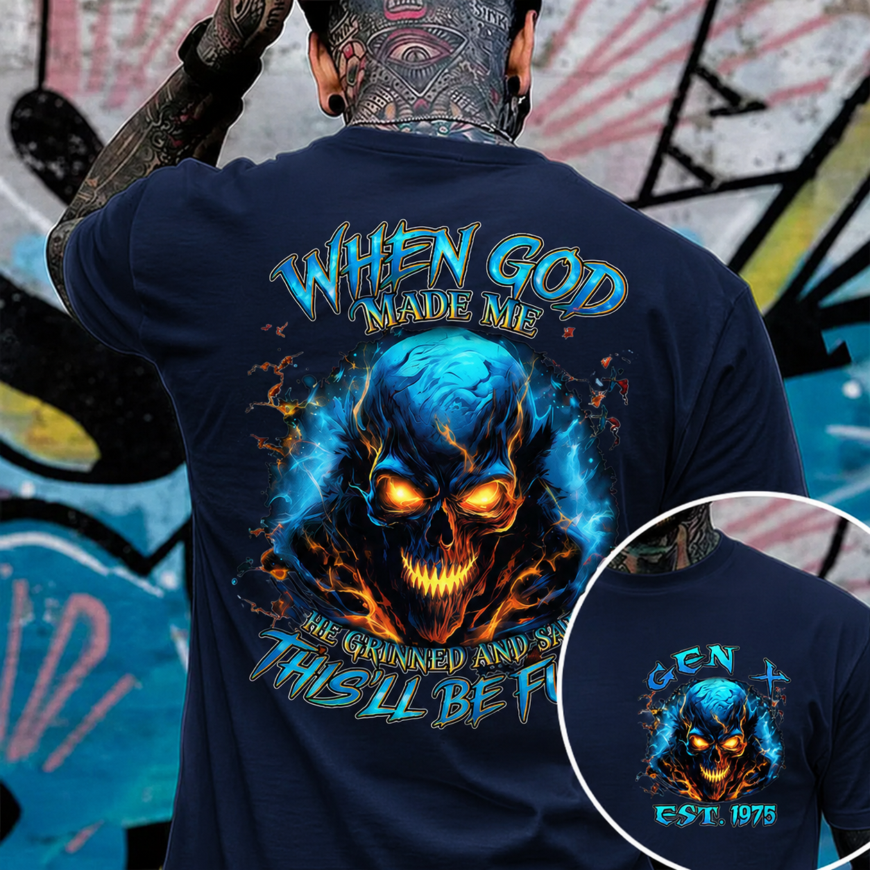 Generation X When God Made Me Custom Year Skull Cotton T-shirt | Breathable & Soft