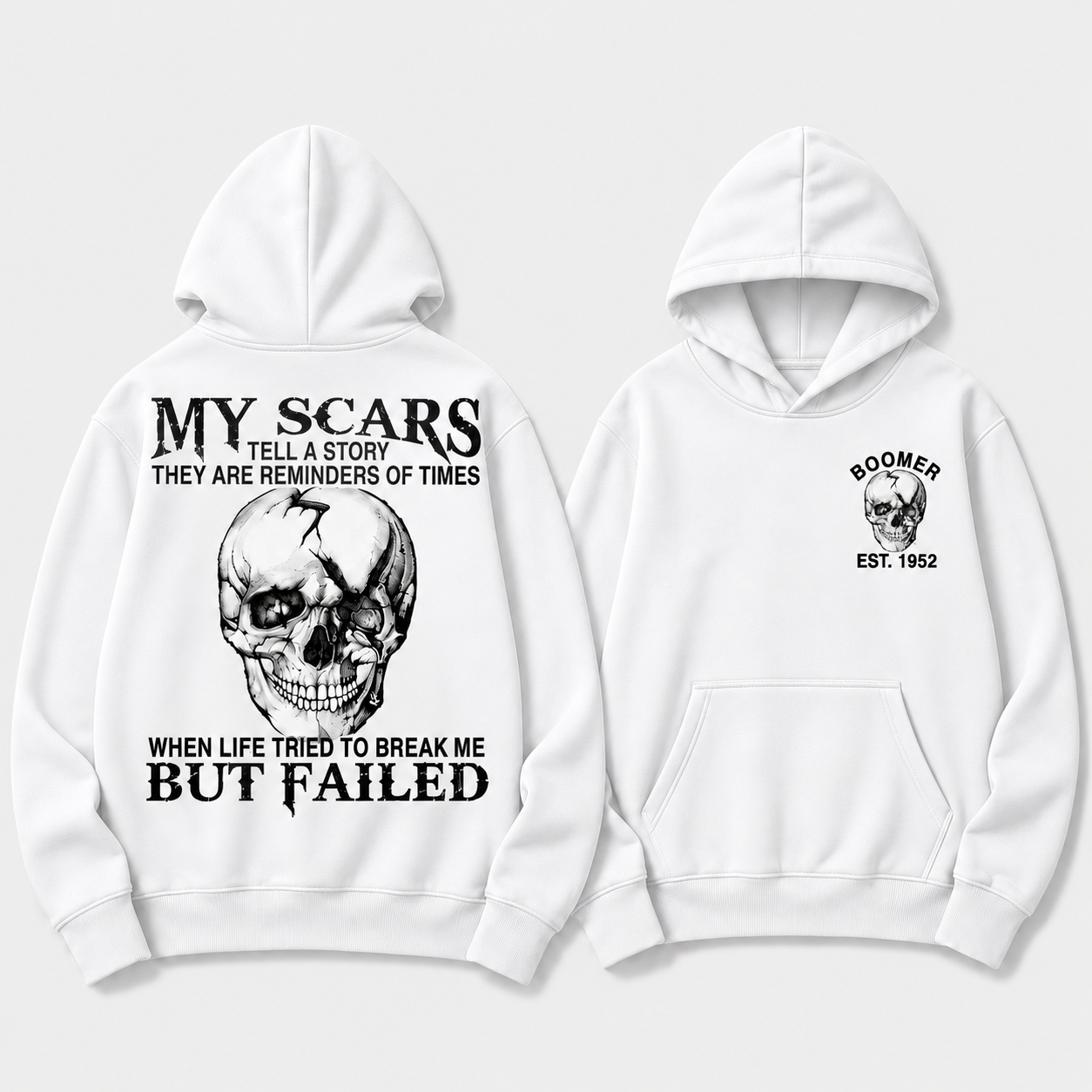 Boomer/GEN X/Y Customize Hoodie, 100% Cotton, Scars: When Life Failed to Break Me Hoodie