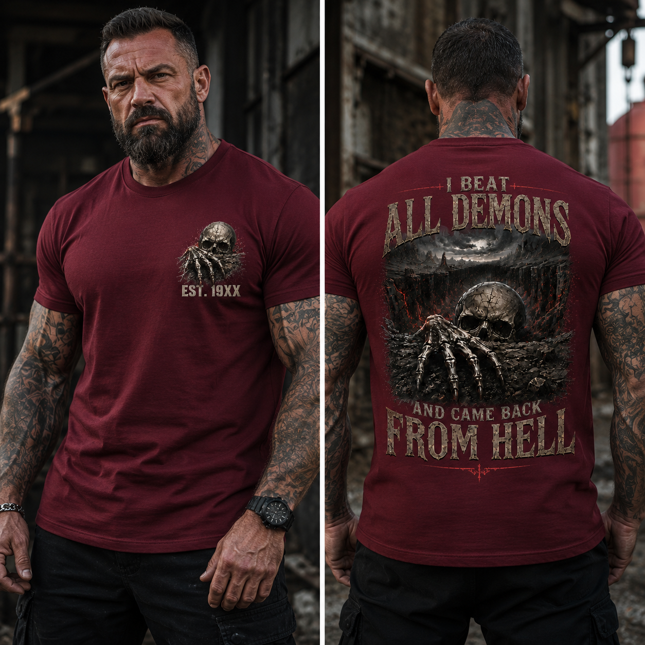 "I Beat All Demons, And Come from Hell" Custom Year Skull T-shirt