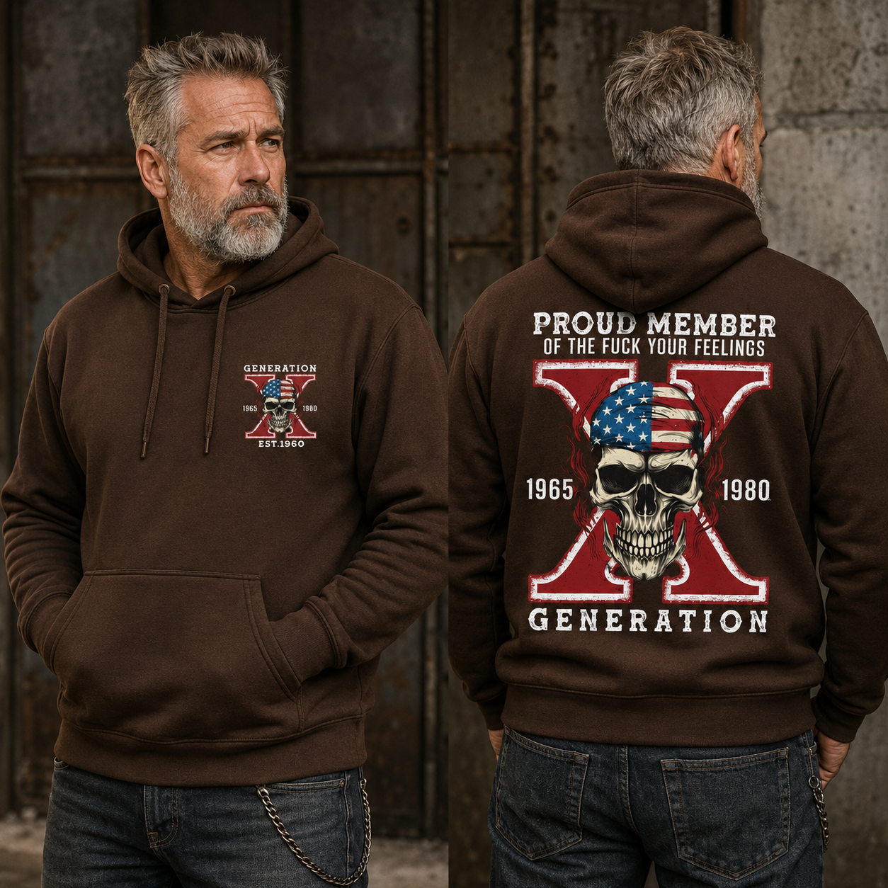 Custom Gen X Skull New Printing Custom Birth Year Hoodies