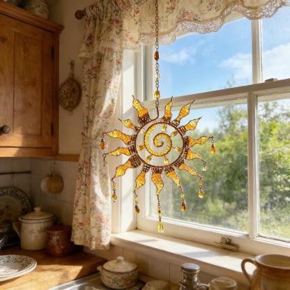 Sun Spiral Crystal Suncatcher – Handcrafted Bohemian Light Catcher