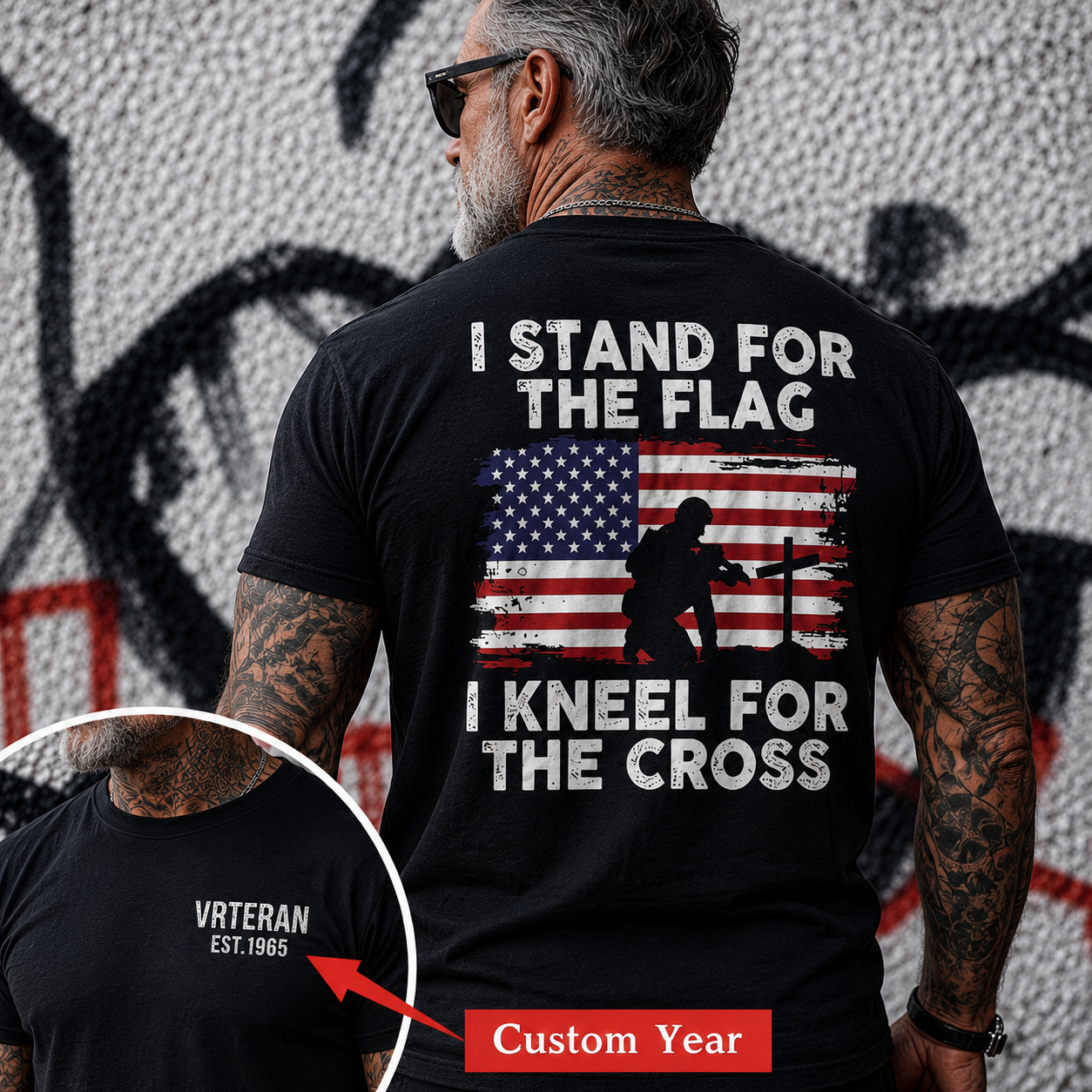 I Stand For The Flag I Kneel For The Cross American Flag Patriotic Graphic T Shirt