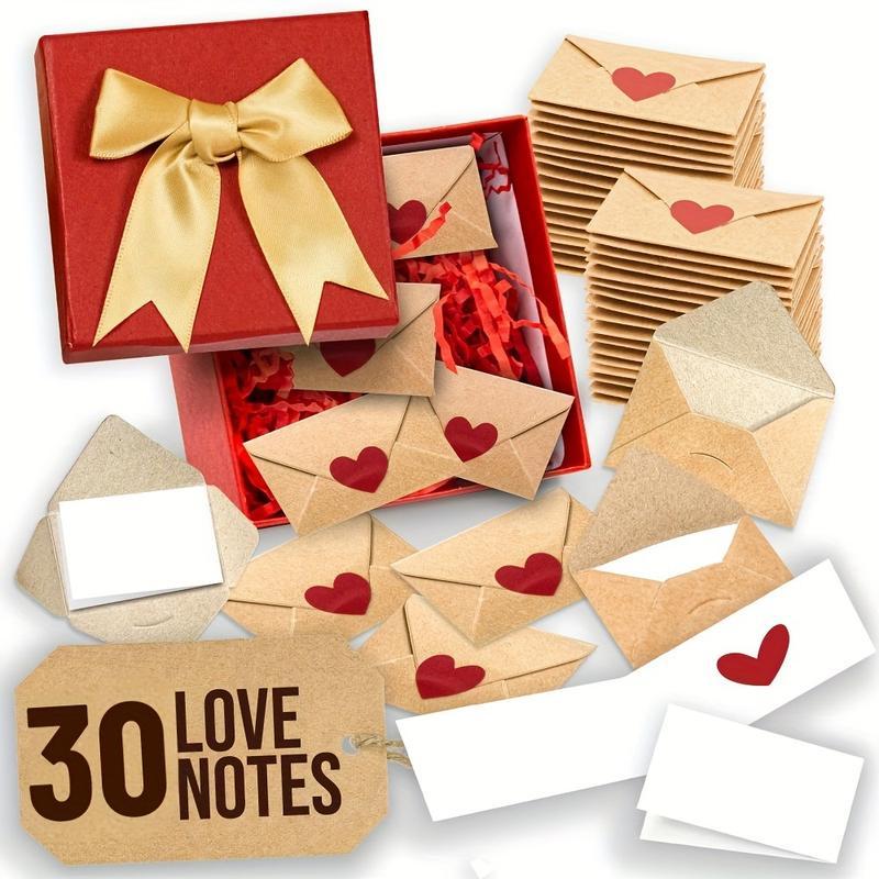 DIY Love Notes Box - Mini Blank Cards & Envelopes for Him Her - Cute V