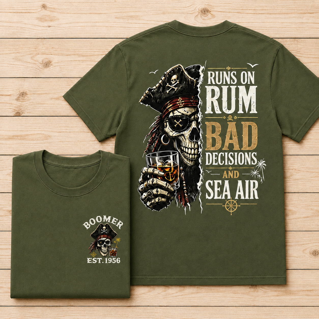 Runs On Rum Bad Decisions And Sea Air Custom Year T-shirt