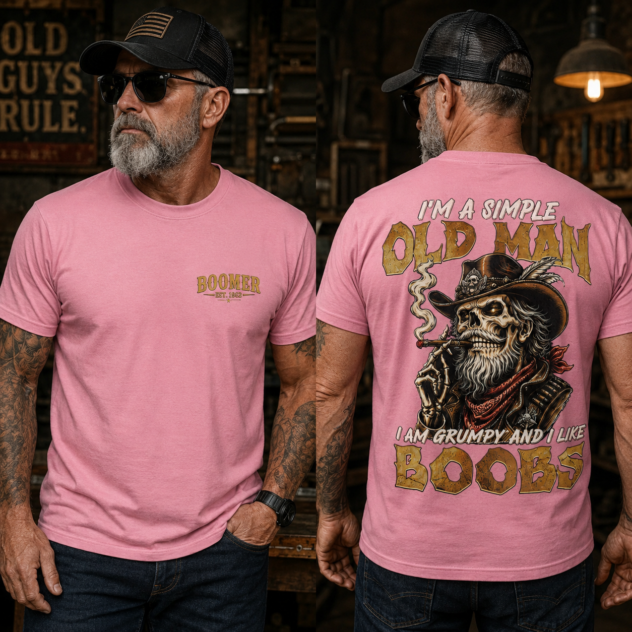 I'm A Simple Old Man I Am Grumpy And I Like Boobs T-Shirt | Boomer/Gen X Graphic Tee