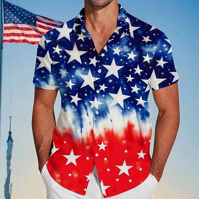 Independence Day Men's American US Flag We The People Patriotic Shirt Summer Shirt