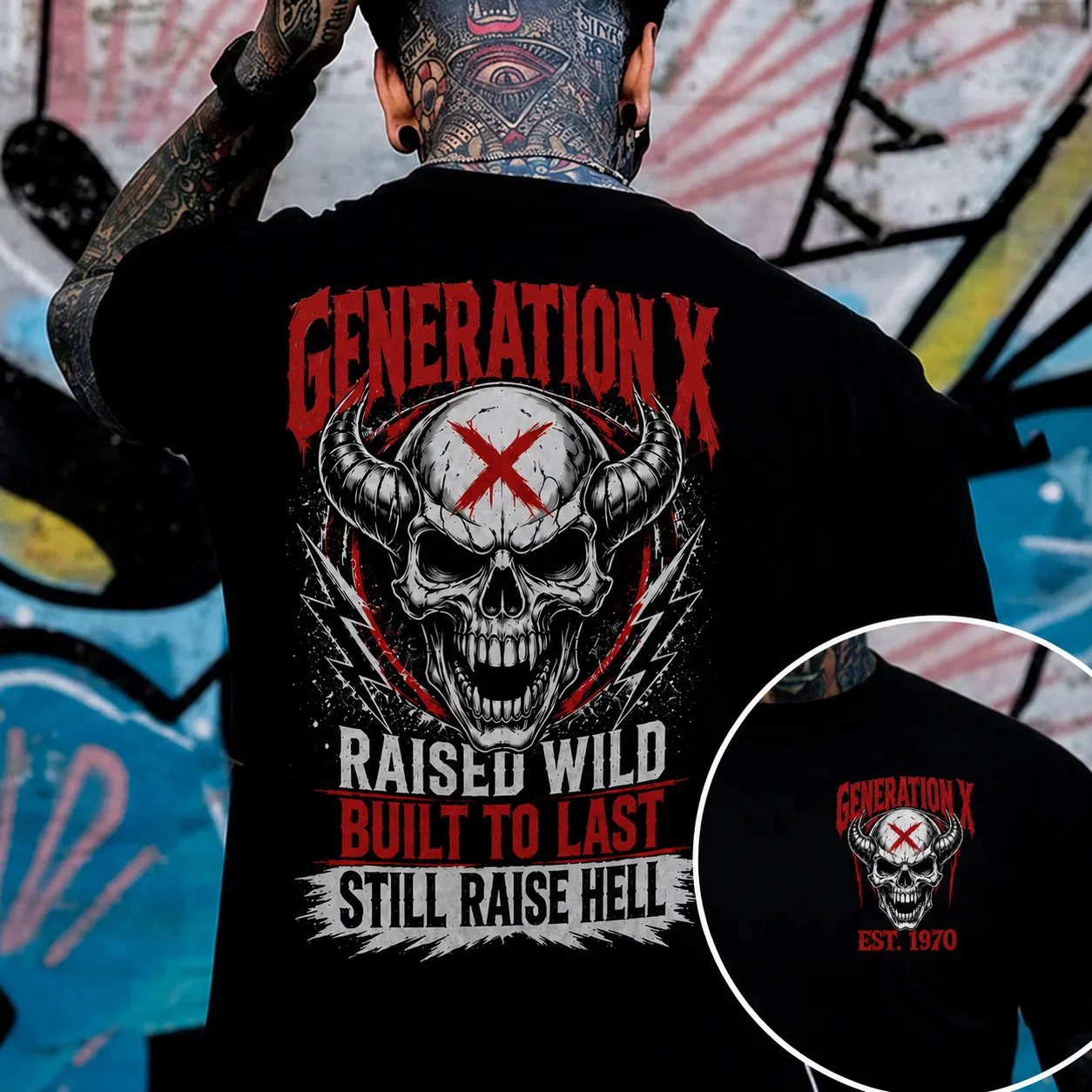 Gen X Raised Wild Skull Graphic Tee