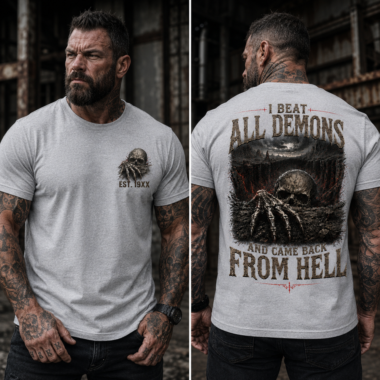 "I Beat All Demons, And Come from Hell" Custom Year Skull T-shirt