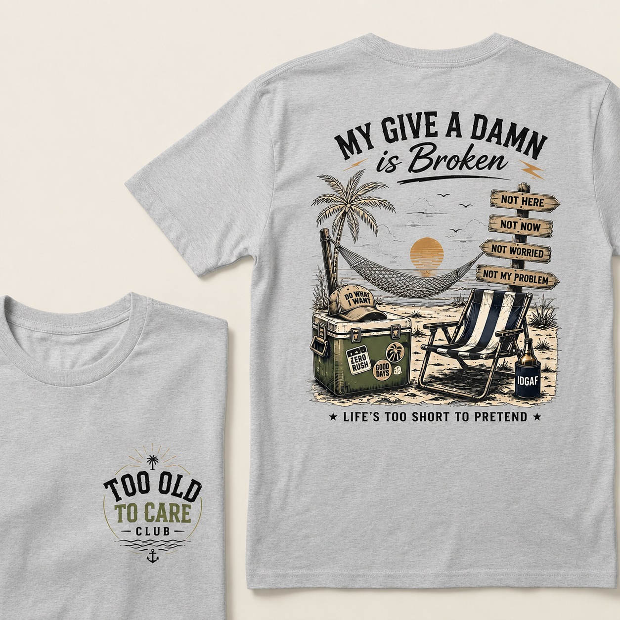 My Give A Damn Is Broken Beach Retro T-Shirt