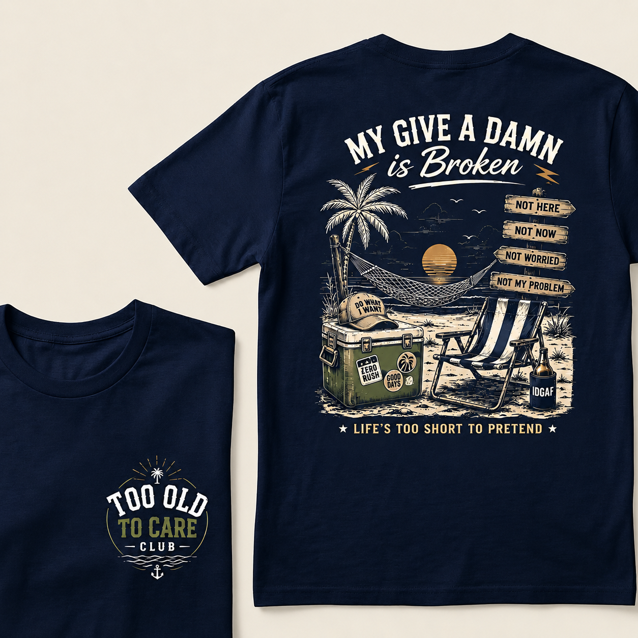 My Give A Damn Is Broken Beach Retro T-Shirt