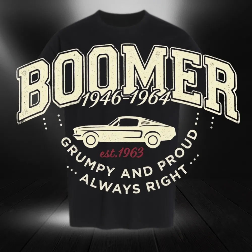 Vintage Boomer "Grumpy and Proud" Custom Year Graphic Tee
