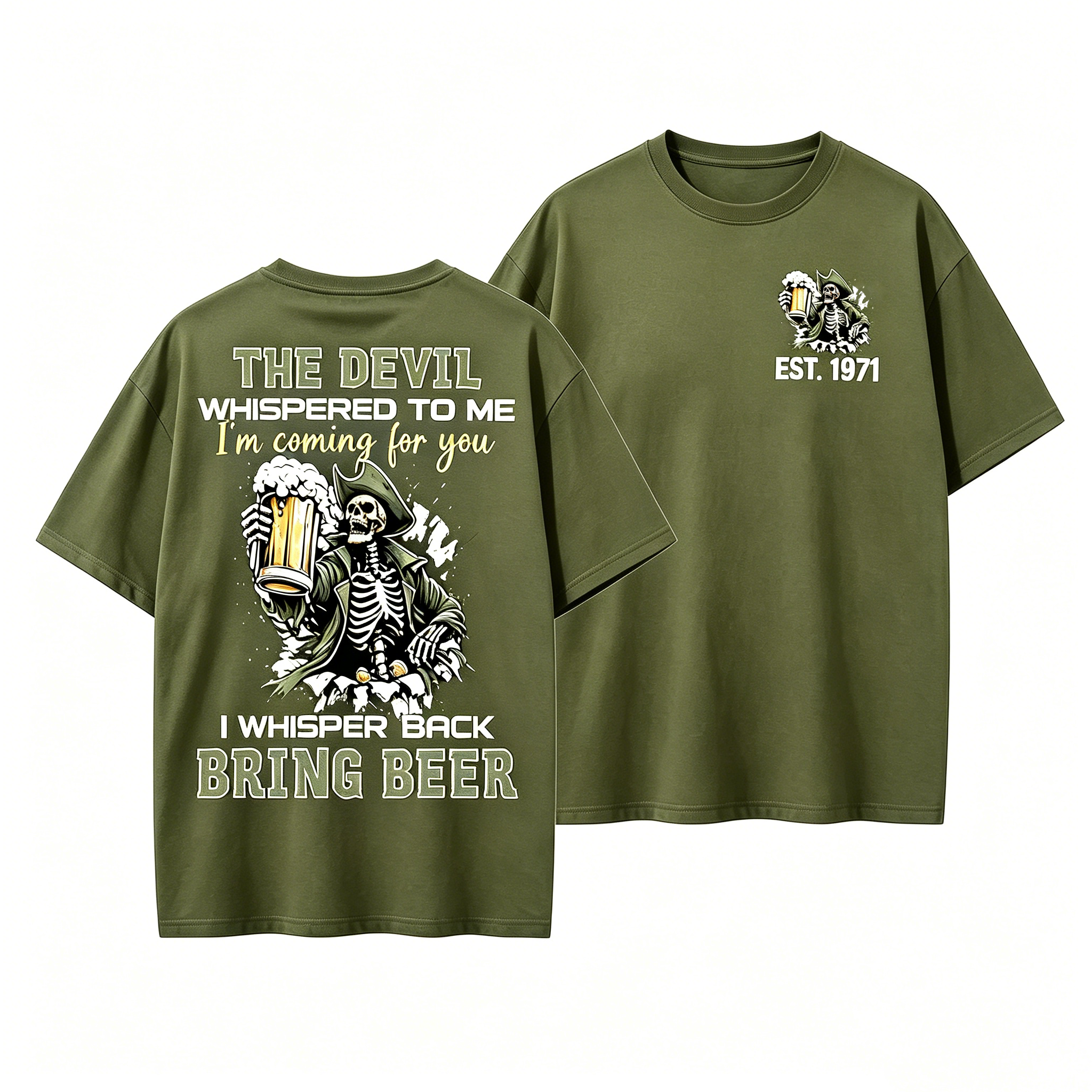 The Devil Whispered To Me I Whisper Back Bring Beer Gen X//Boomer Custom Birth Year T-shirt