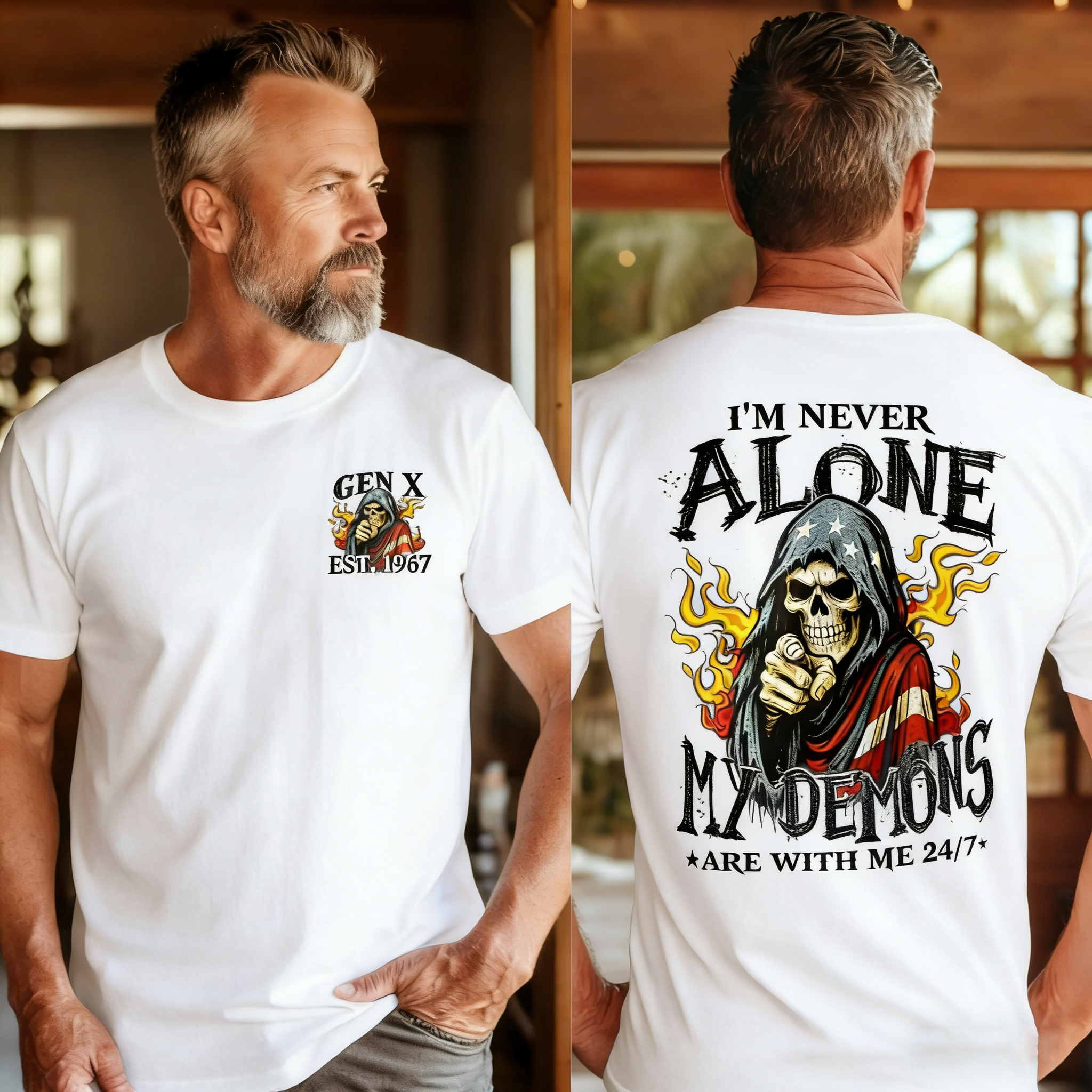 Custom I'm Never Alone Gen X T-shirt