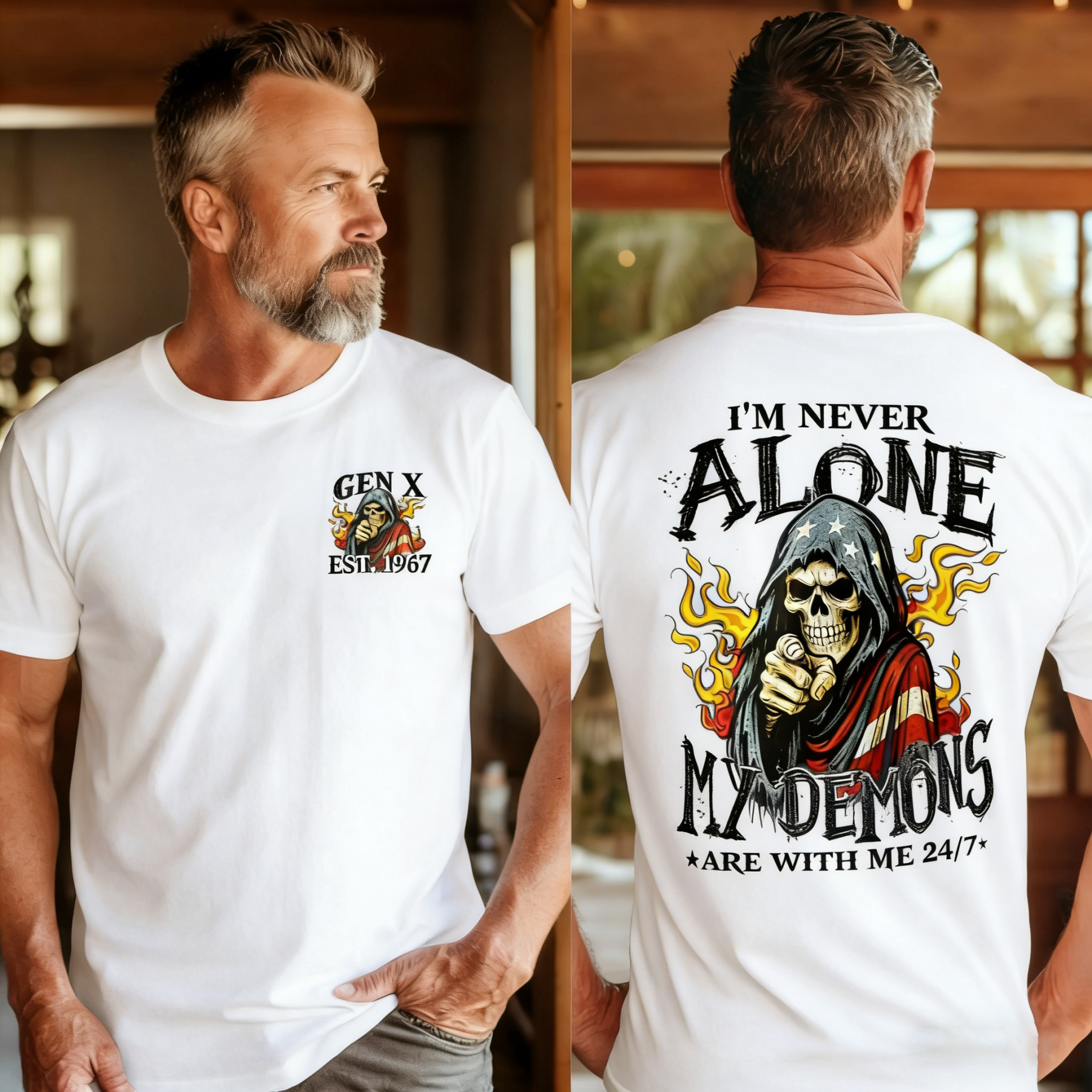 Custom I'm Never Alone Gen X T-shirt