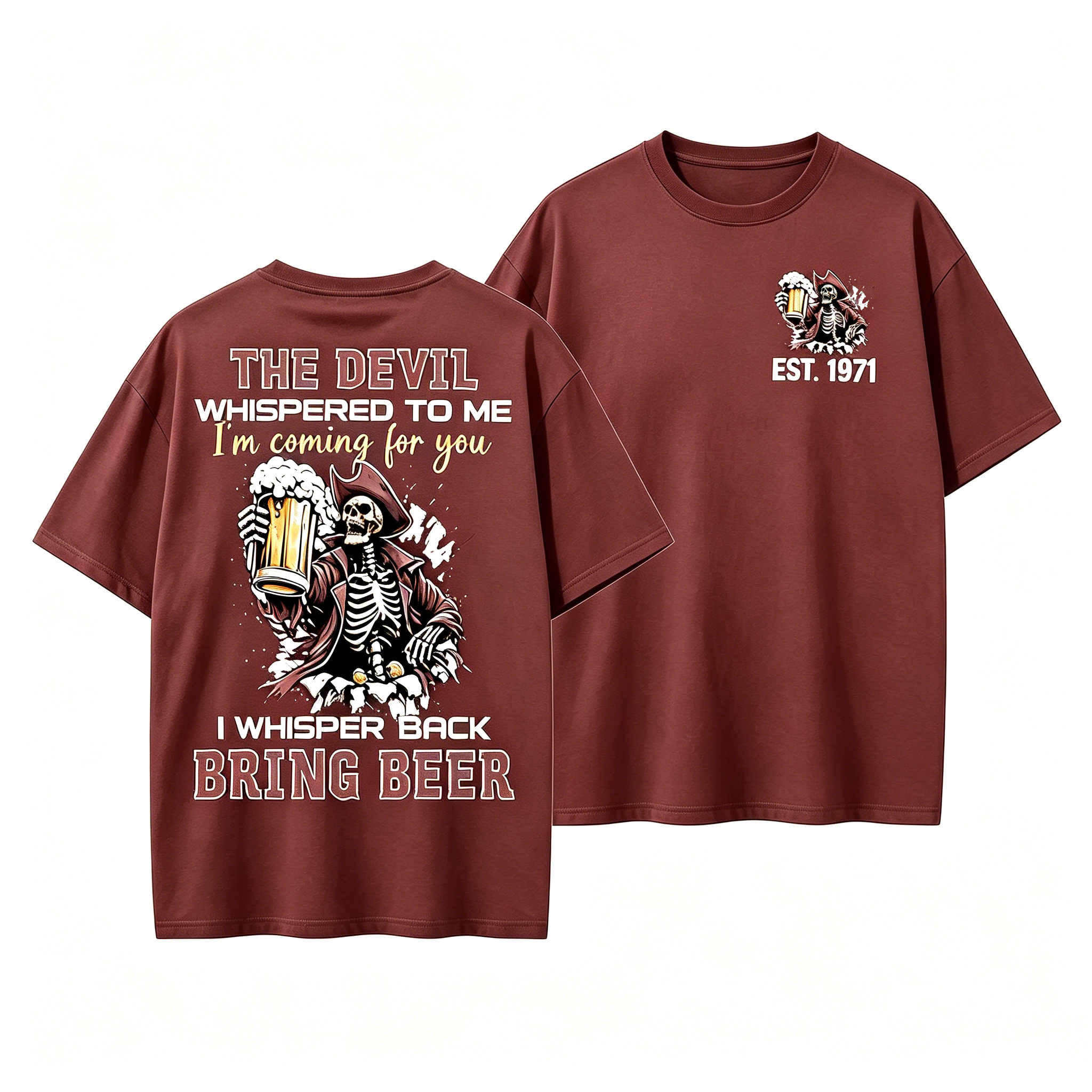The Devil Whispered To Me I Whisper Back Bring Beer Gen X//Boomer Custom Birth Year T-shirt