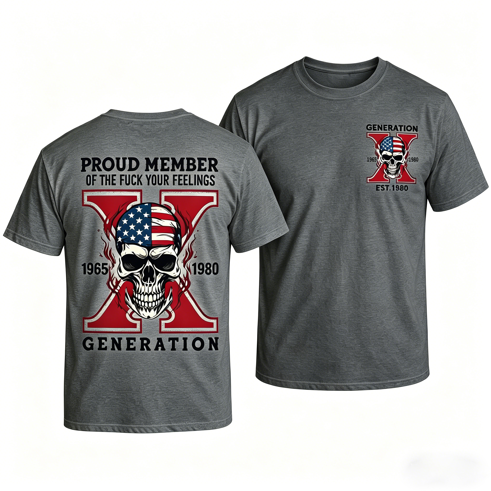 Custom Gen X Skull New Printing T-shirt