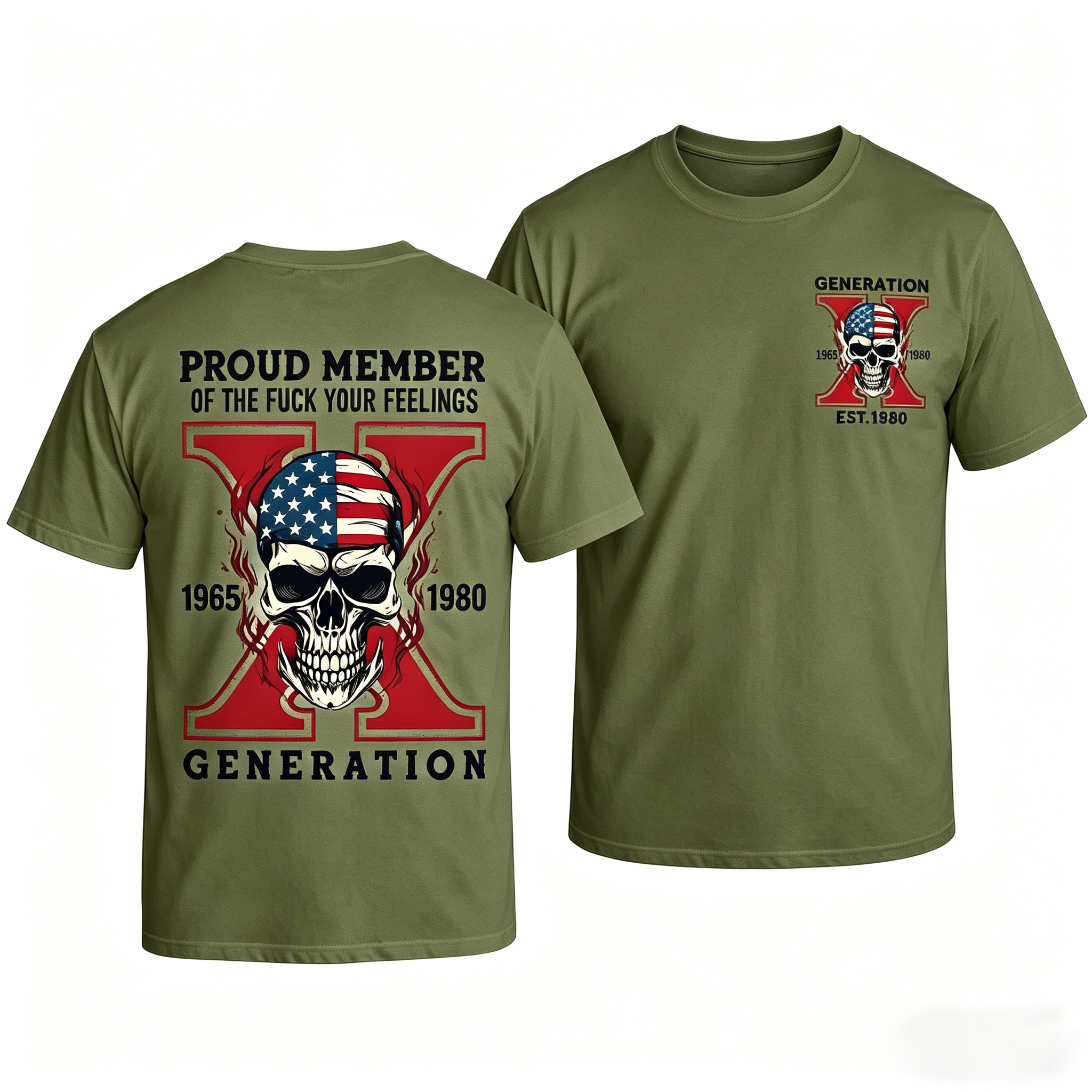 Custom Gen X Skull New Printing T-shirt