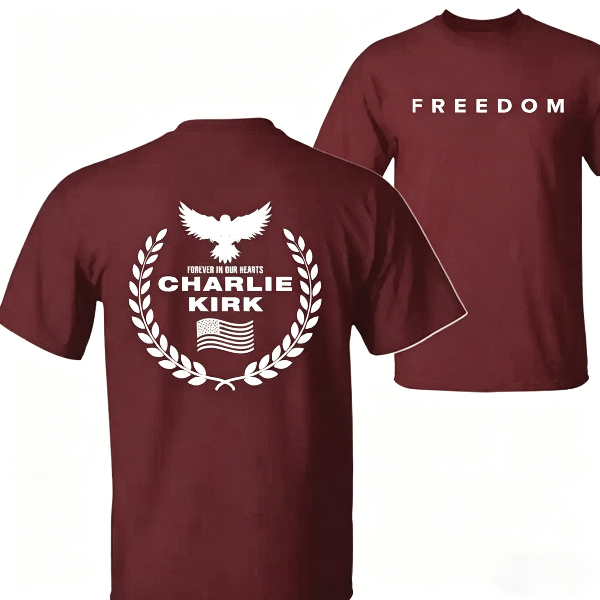Freedom Foever Our Hearts Pattern 100% Cotton T-Shirt