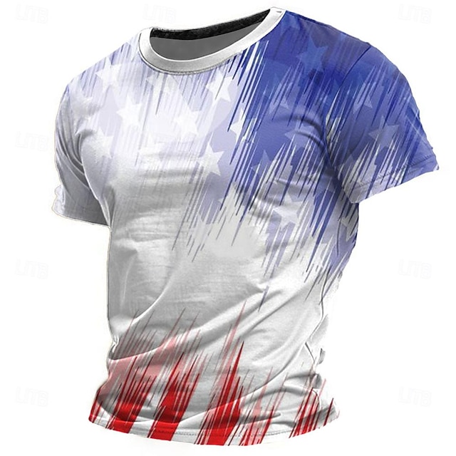 4th of July 2026 Patriotic Patriot 3D Print American Flag Veteran Crew Neck Short Sleeve T-Shirt