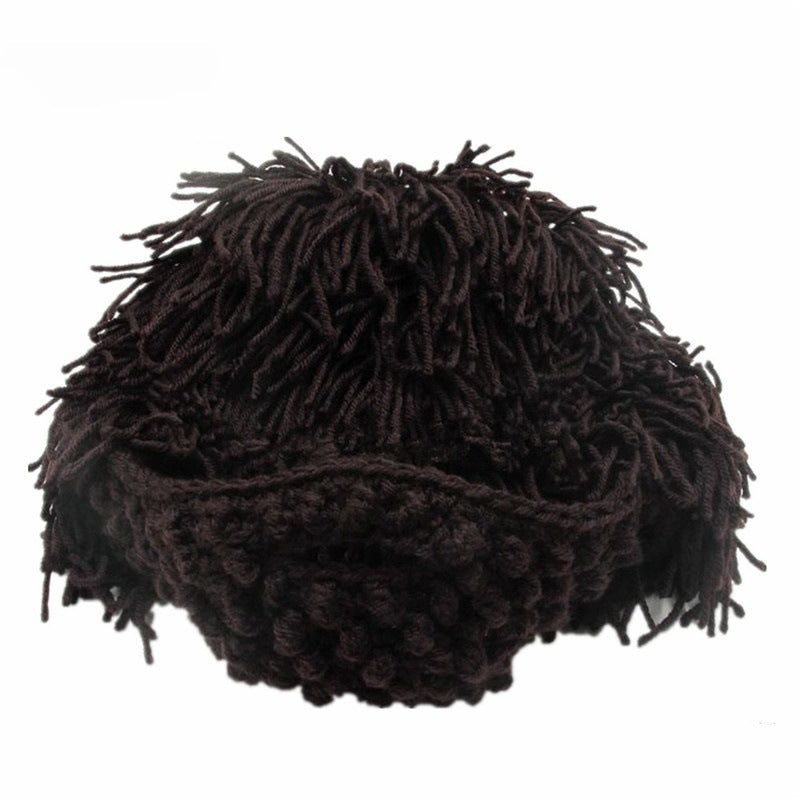 📢📢50% OFF !! ⏰Punk-style hat with an attached simple wig and knitted