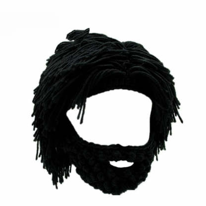 📢📢50%  OFF !! ⏰Punk-style hat with an attached simple wig and knitted beard