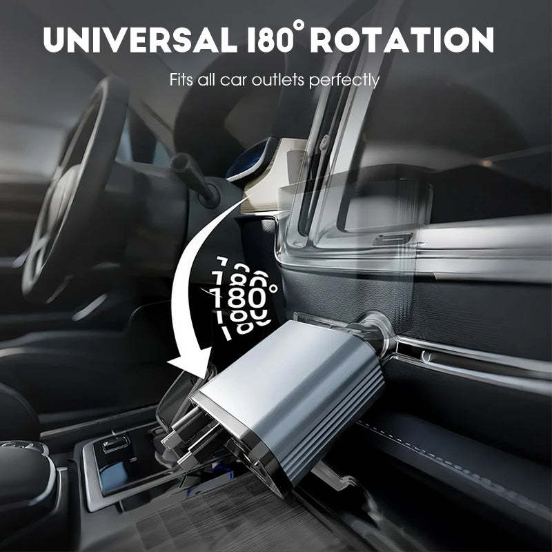 ⚡✨ Ultra-fast 4-in-1 Car Charger 90W – With Retractable Cables & Ambient Starlight 🚗🌌