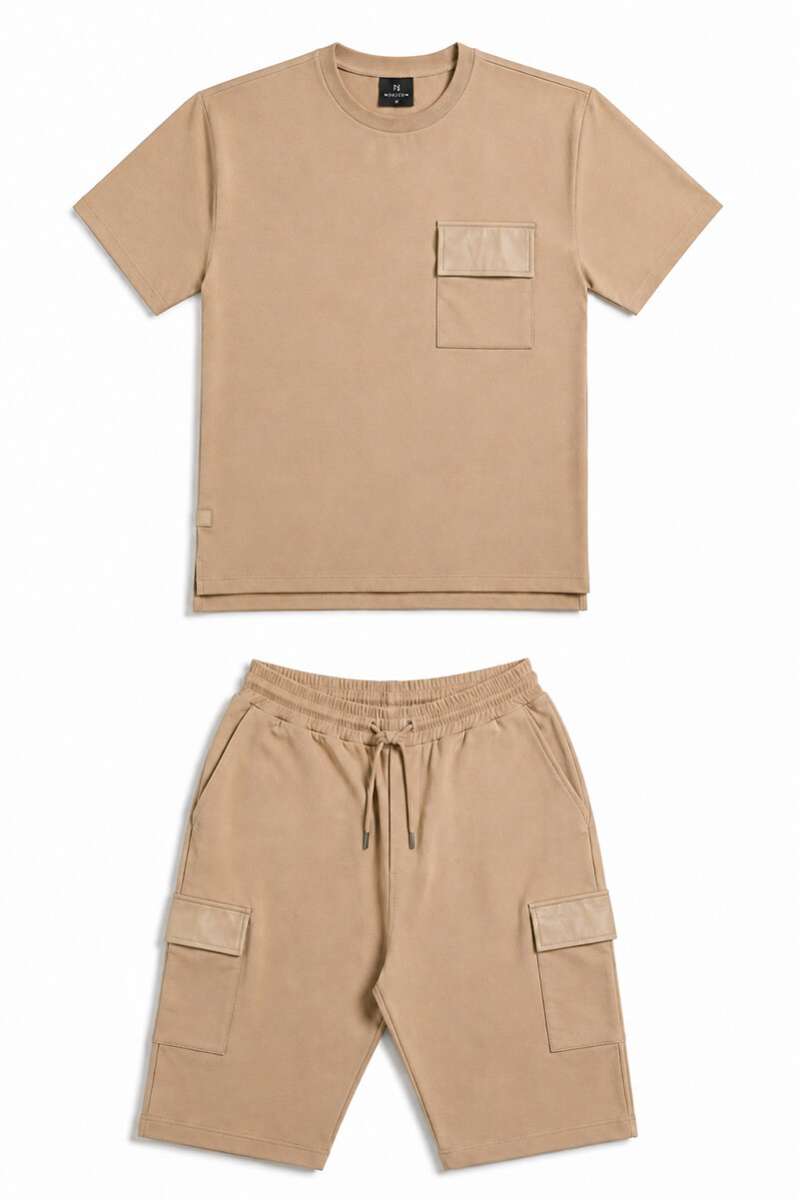 Ensemble Beige - Tee-shirt & Bermuda Assortis