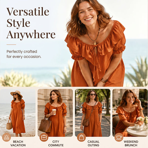 Robe longue à volants bohème pour femme