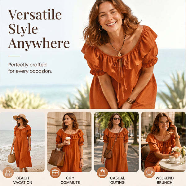 Robe longue à volants bohème pour femme