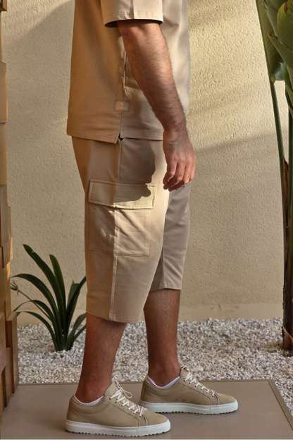 Ensemble Beige - Tee-shirt & Bermuda Assortis
