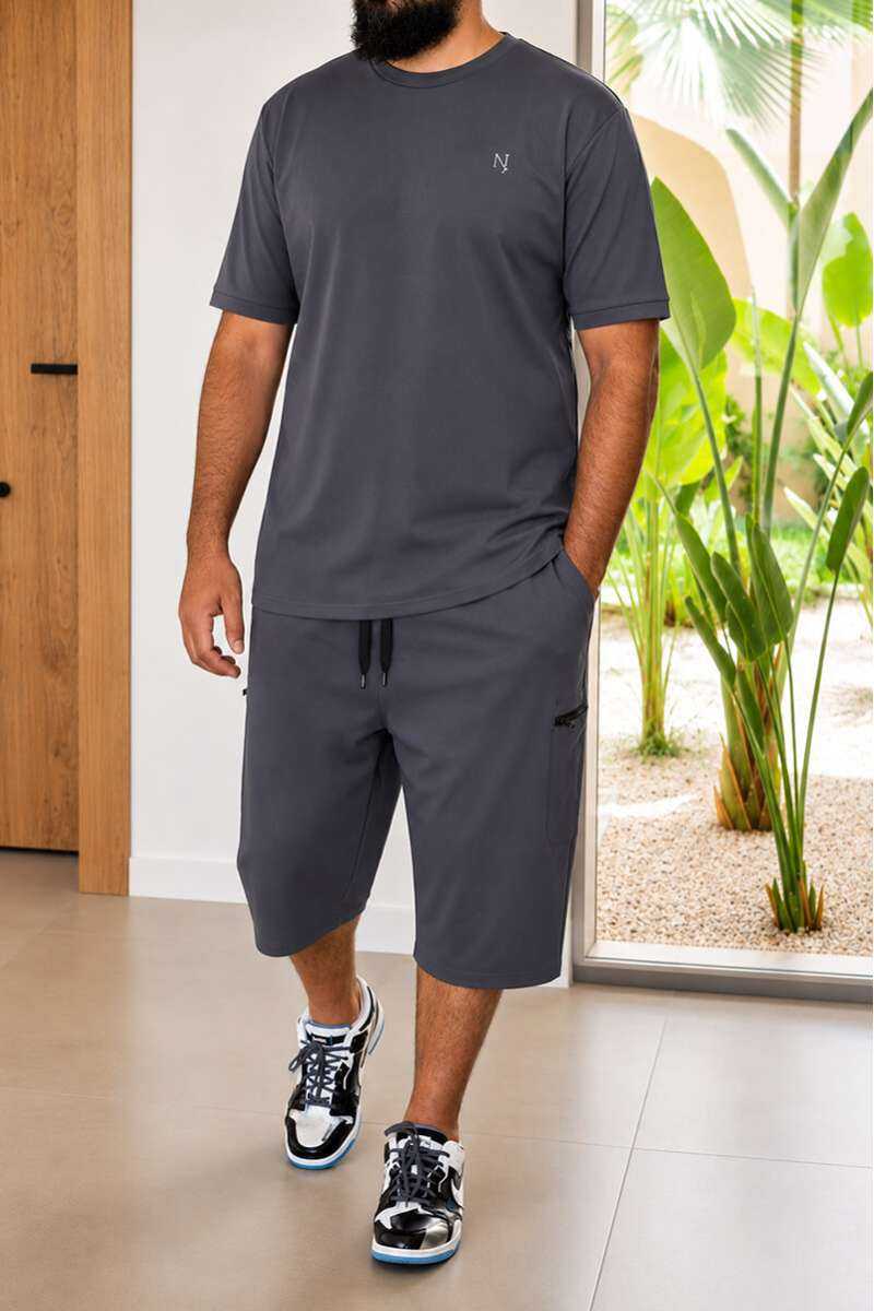 Ensemble Maybak Gris - Tee-shirt & Bermuda Assortis