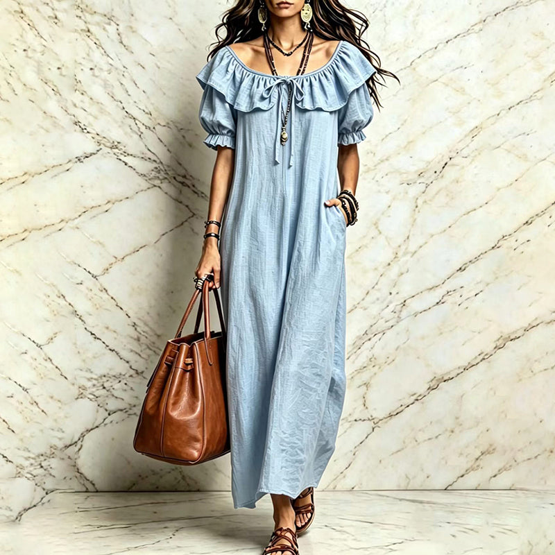 Robe longue à volants bohème pour femme
