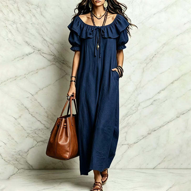 Robe longue à volants bohème pour femme