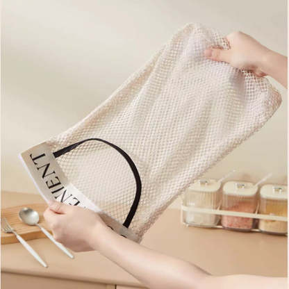 🥳✅ Plus de 50 000 exemplaires vendus ! Sac suspendu en filet – Réutilisable, lavable, respirant, la solution de rangement écologique qui libère de l’espace et garde vos affaires au sec 🌿✨