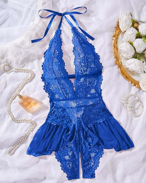 Women's Solid Color Lace Sexy Breathable Lingerie Teddy Bodysuit